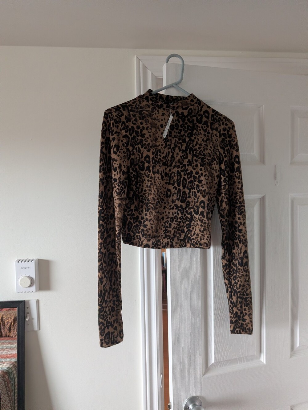 Windsor Leopard Print Long-Sleeve Crop Top - Brown/Black